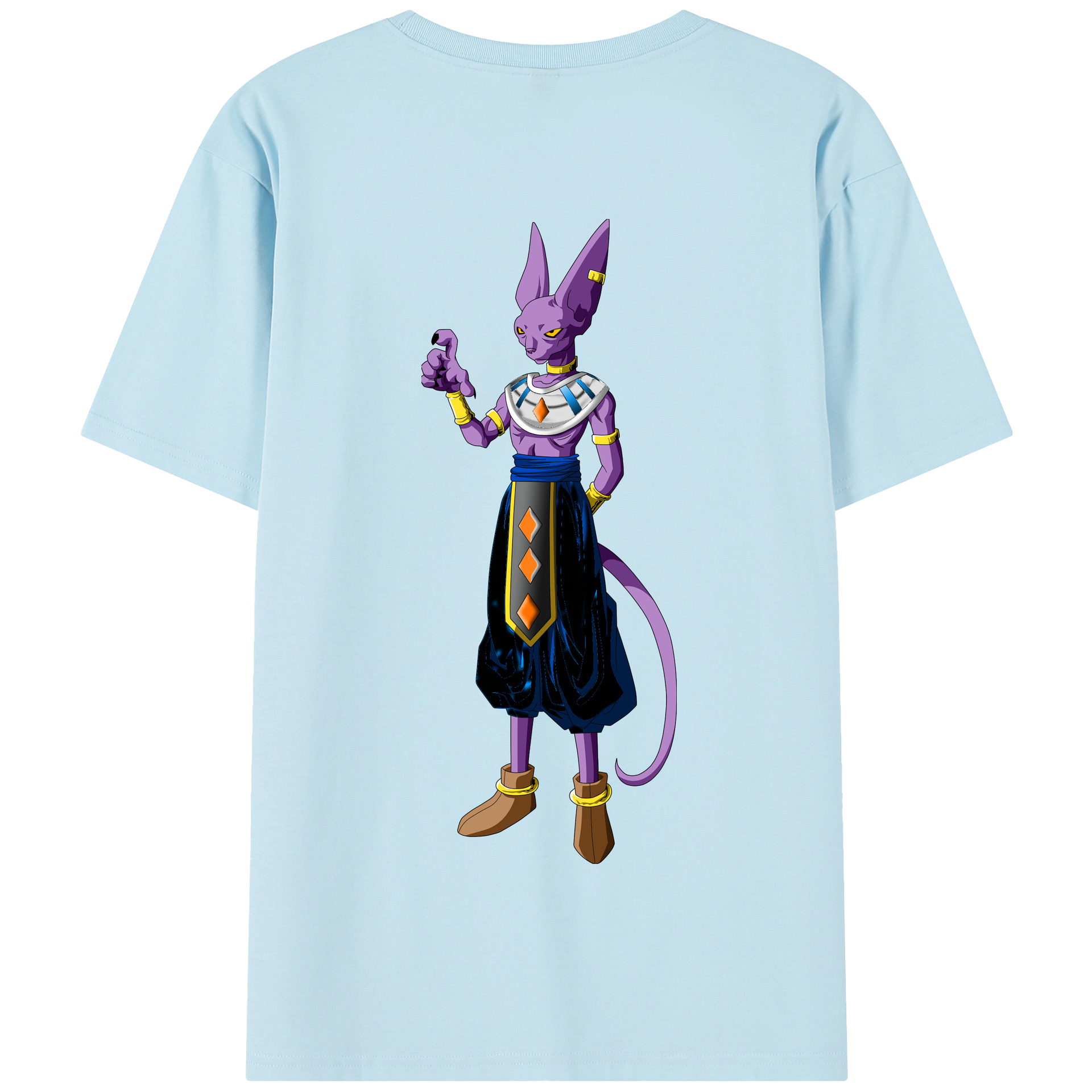 （画像用） ドラゴンボール ビルス 破壊神ビルス DRAGON BALL Beerus Birusu 綿100％半袖Tシャツ（背面プリント）